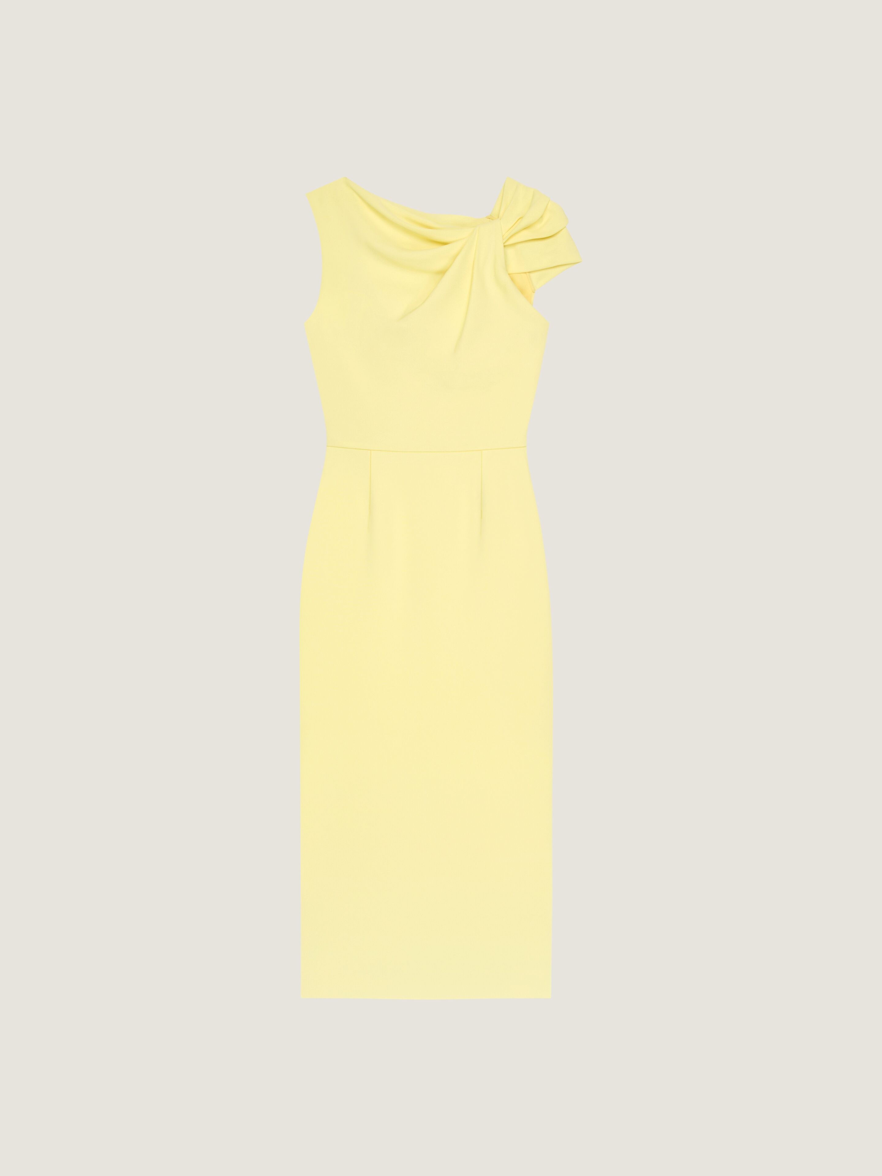 Draped pencil dress in crepe cady